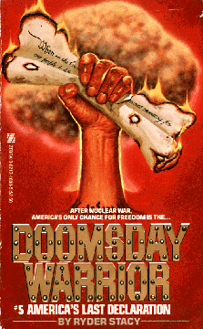The police are dead, the armies vanished, and the Radioactive Rambo careens through the ruins blasting commies, mutants, and vicious bikers alike with exhilarating abandon. "After Nuclear War, America's only chance for freedom is the...Doomsday Warrior"