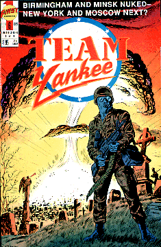 For some reason, these novels were especially popular in Great Britain. The Zone was a British series, and it was former NATO commander General Sir John Hackett who wrote the scenarios of World War III which inspired the bestseller, Team Yankee, here turned into a comic book.