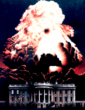 As this painting by a Canadian artist indicates, the White House is as vulnerable as any home to nuclear weapons. 