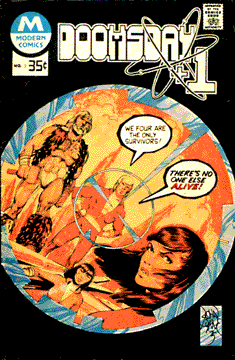 In the 1974 series, Doomsday Squad, the superheroes, far from being able to prevent the war, emerge only after the holocaust has taken place, by accident, according to the absurd illogic of modern warfare. This series was reissued in the eighties, when the theme of the hero roaming the ruined earth had become firmly established as a convention as stereotyped in its characteristics as the western. 