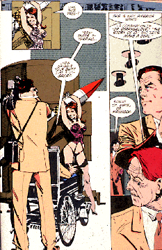Howard Chaykin, in his eighties revival of the classic pop character of The Shadow, gave this theme a perverse twist, when his villain, using nuclear blackmail to gain his evil ends, harked back to the film: "This is what America wants-a combination of Dr. Strangelove, The Story of O, and Let's Make a Deal." 
