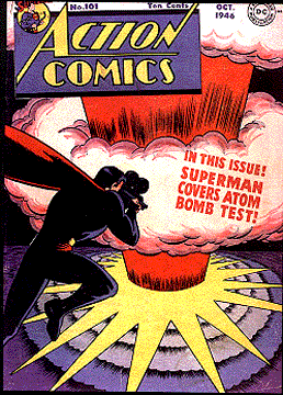 Shortly after the famed 1946 Bikini Atoll atomic bomb test, Superman was sent to cover a similar event. 