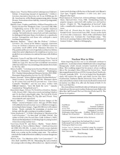 Historic document newsletter from the late 1990's discussing Nuclear Texts and Contexts